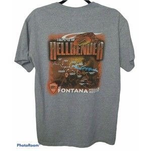 Hellbender T-shirt Fontana Village Resort Biker Gray Short Sleeve Adult Medium